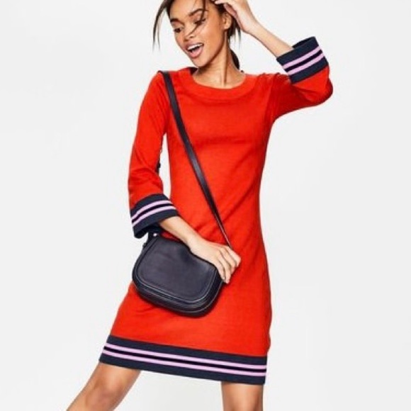 Boden Retro Trudy Stripe Bell Sleeve Wool Blend Mod Knit Sweater Scooter Dress - Picture 9 of 12